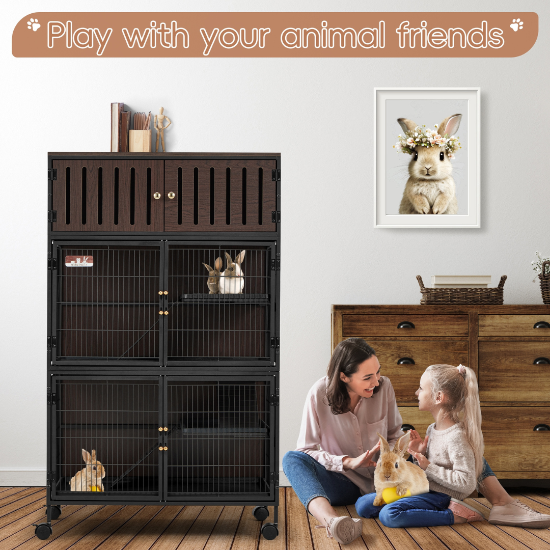 50"H Metal Large Ferret Cage with Removable Ramps, Double Door