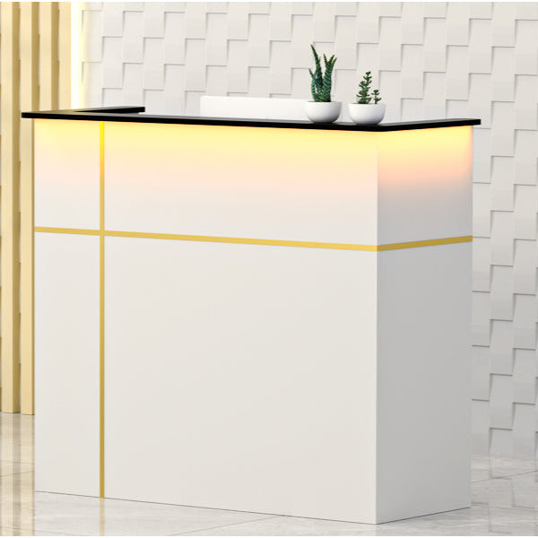 50" Reception Desk with Counter, LED Lights and DIY Stripe