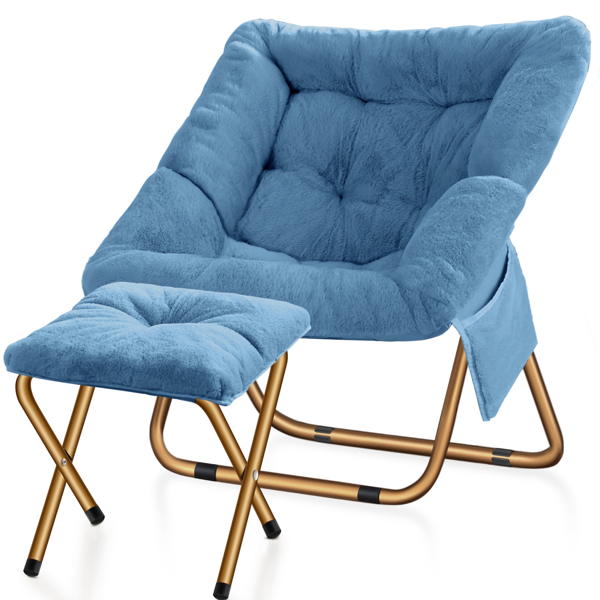 Comfy Saucer Chair, Foldable Living Room Chairs, Soft Faux Fur Lounge Chair for Bedroom, Reading Chairs for Adults,Teens, X-Large