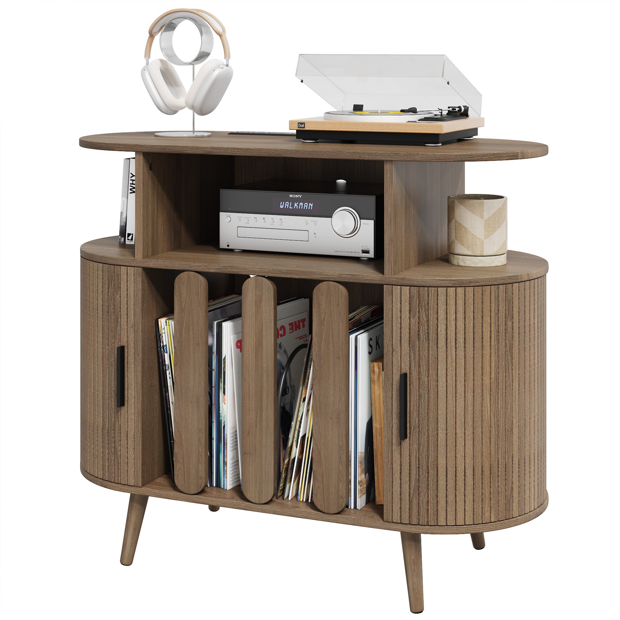 Record Player Stand with Vinyl Storage, Record Player Table