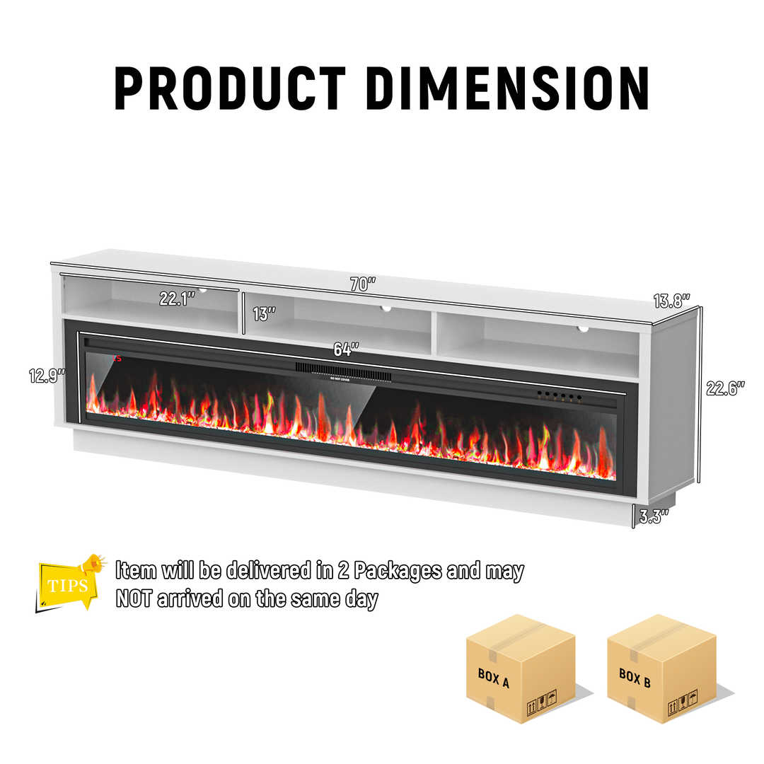 Fireplace TV Stand with LED Lights and Storage Cabinet