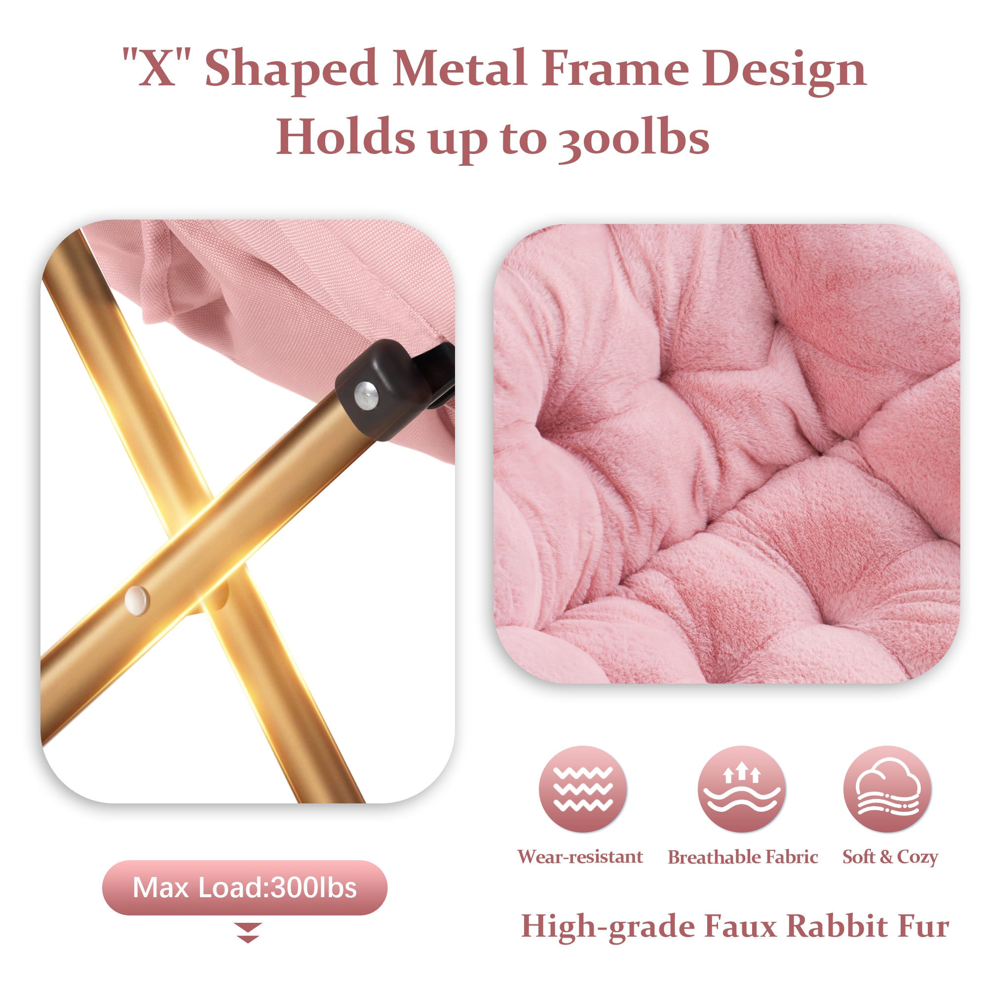 Comfy Saucer Chair, Foldable Living Room Chairs, Soft Faux Fur Lounge Chair for Bedroom, Reading Chairs for Adults,Teens, X-Large