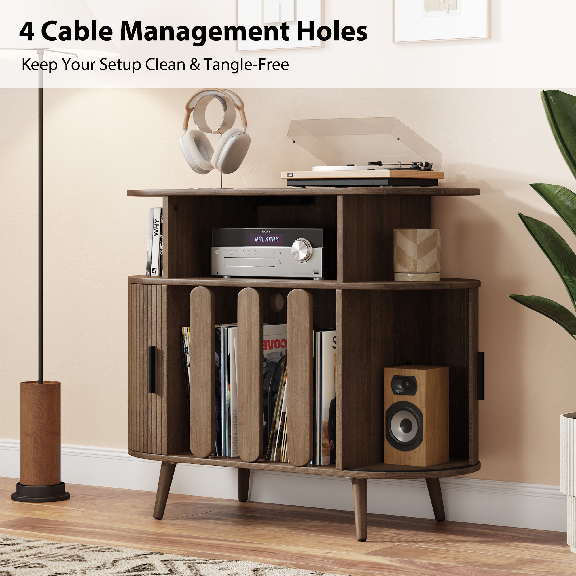 Record Player Stand with Vinyl Storage, Record Player Table