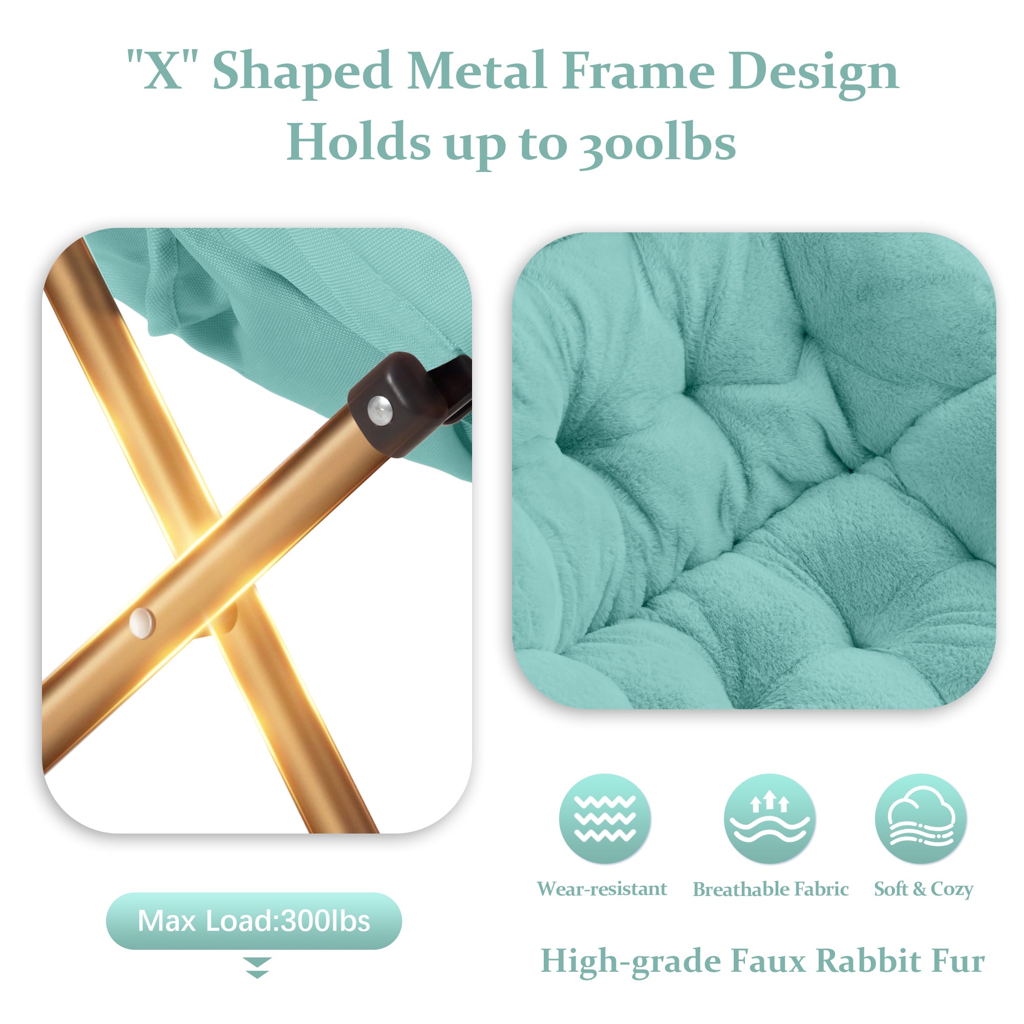 Comfy Saucer Chair, Foldable Living Room Chairs, Soft Faux Fur Lounge Chair for Bedroom, Reading Chairs for Adults,Teens, X-Large