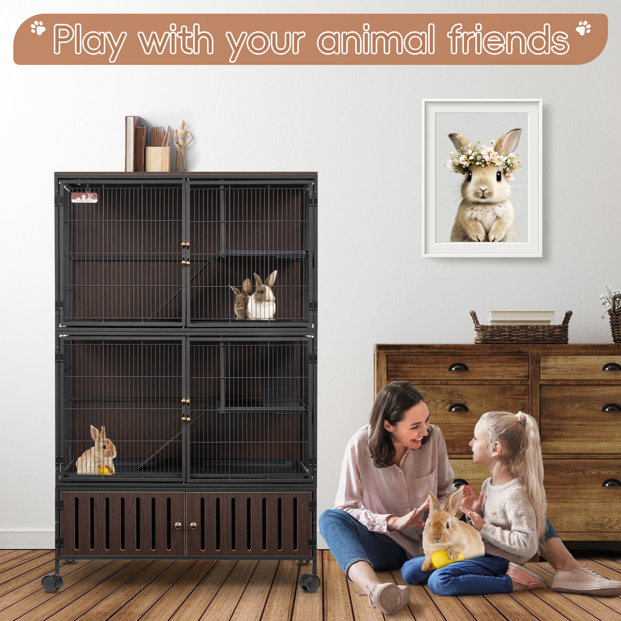 50"H Metal Large Ferret Cage with Removable Ramps, Double Door