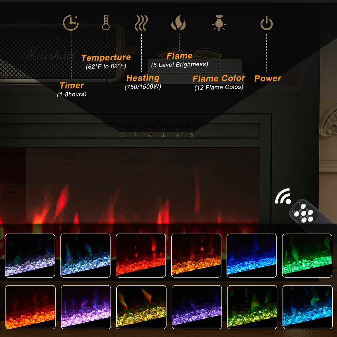 Fireplace TV Stand with LED Lights and Storage Cabinet