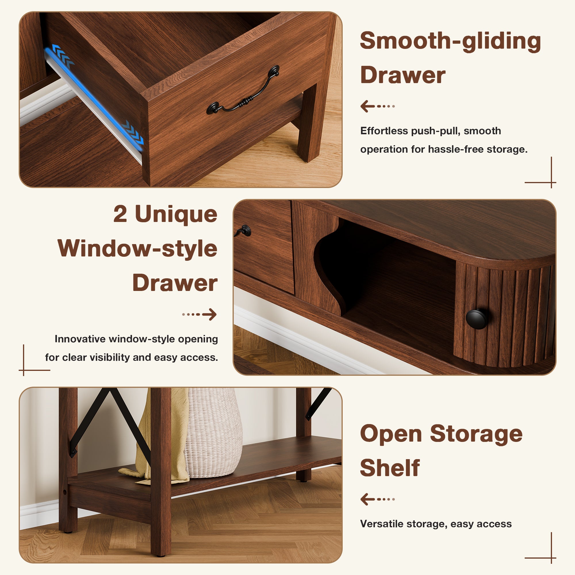 39.3" Console Table, Sofa Tables with Open Storage Shelf