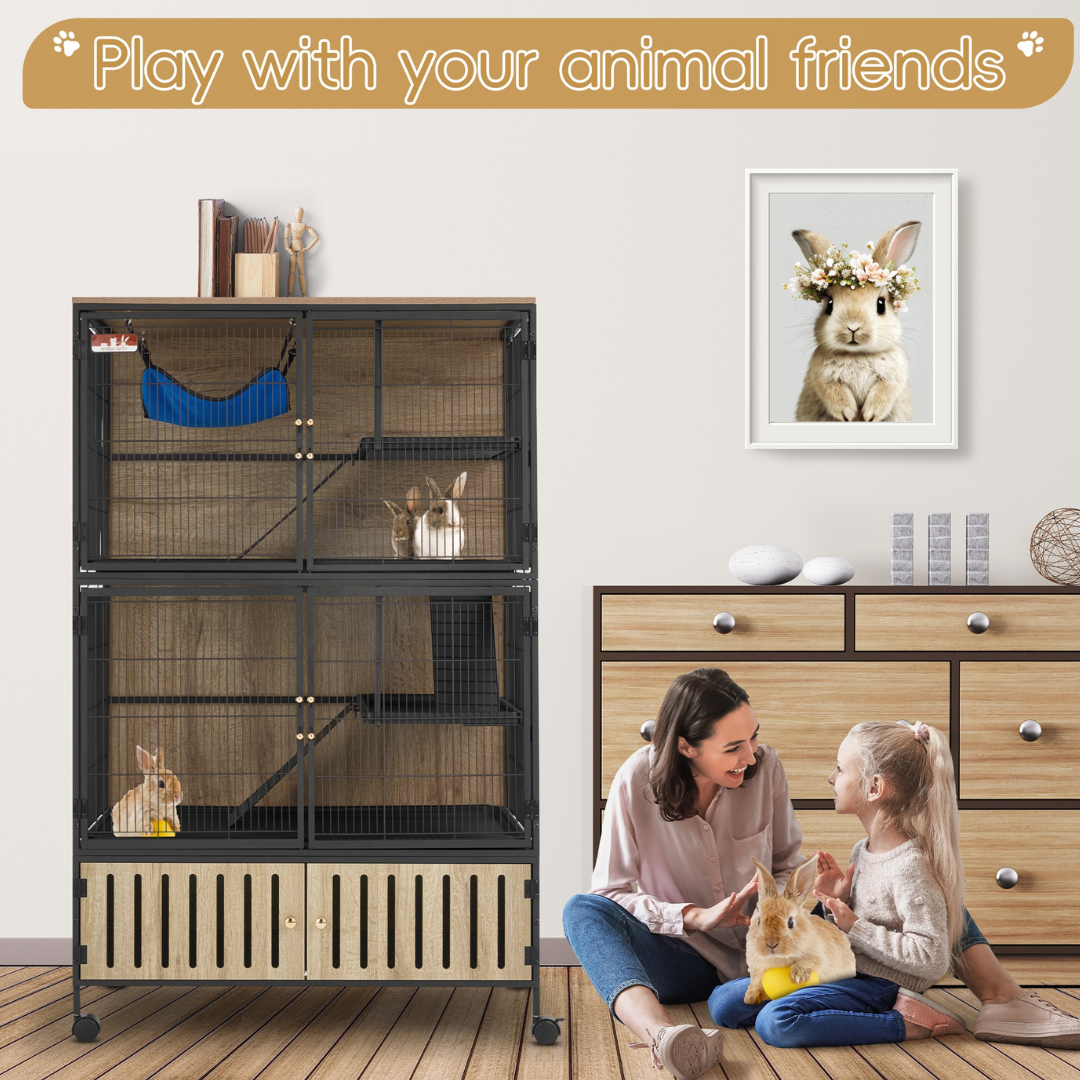 60"H Metal Large Ferret Cage with Removable Ramps, Double Door