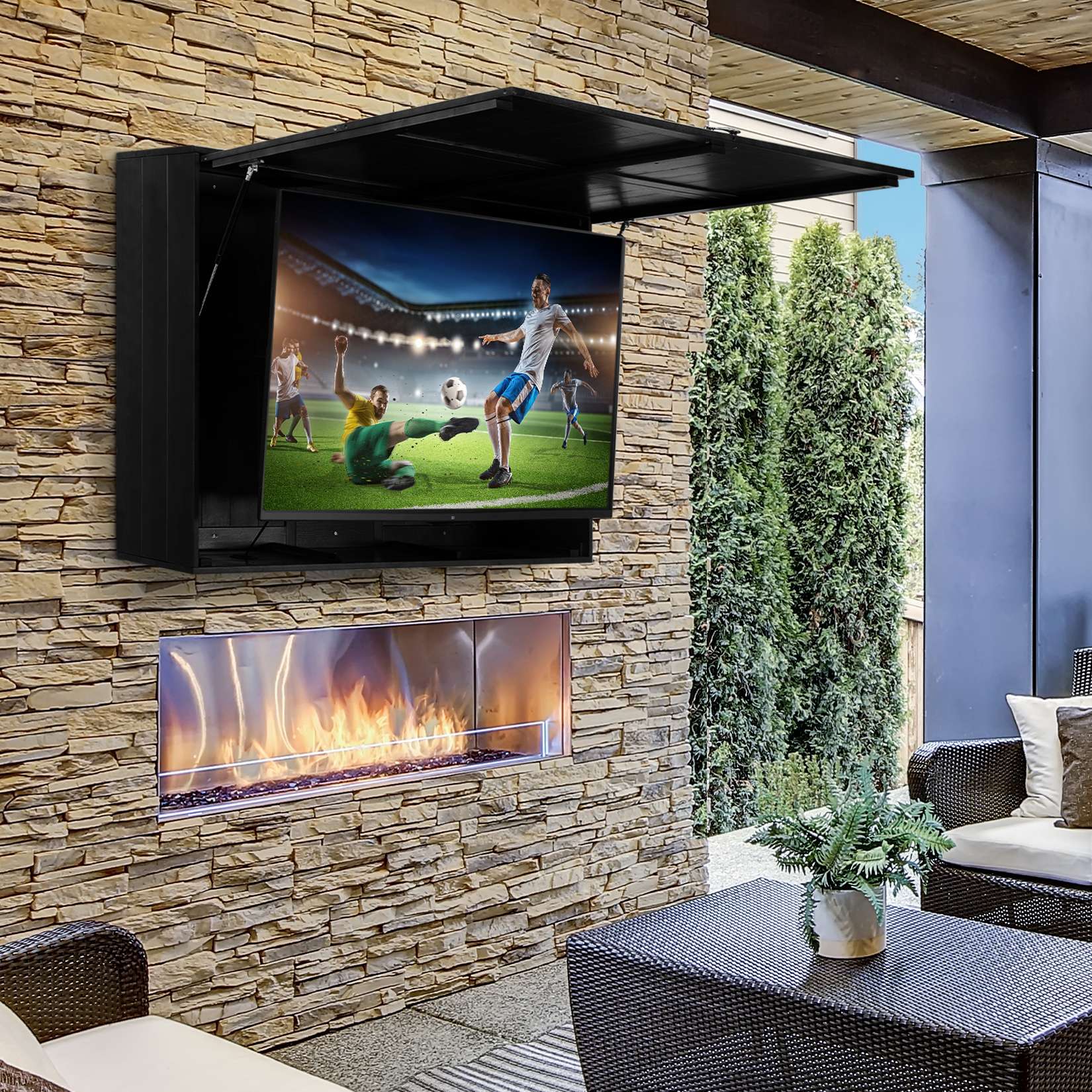 55-Inch Solid Wood Weatherproof Outdoor TV Enclosure