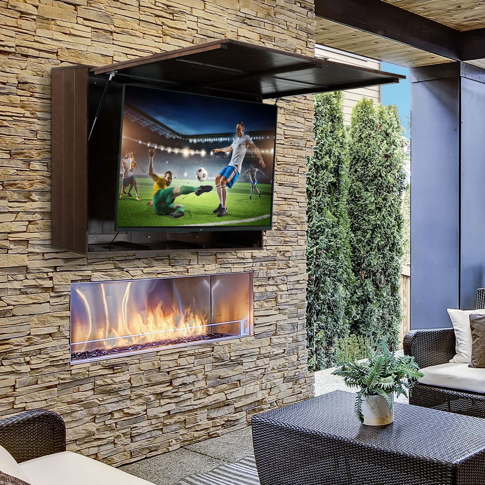 55-Inch Solid Wood Weatherproof Outdoor TV Enclosure