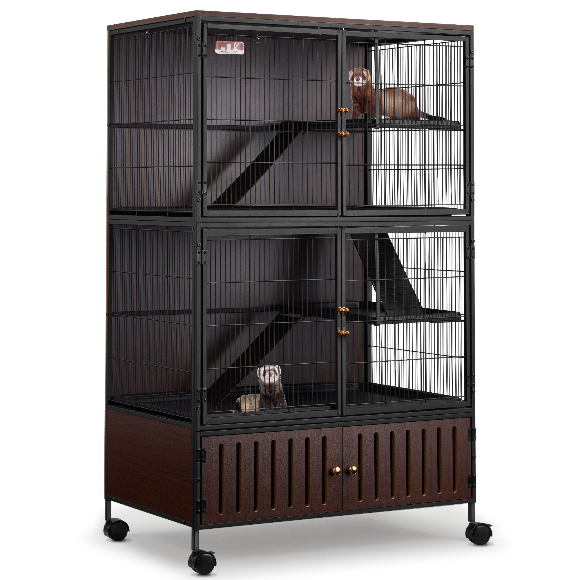 50"H Metal Large Ferret Cage with Removable Ramps, Double Door