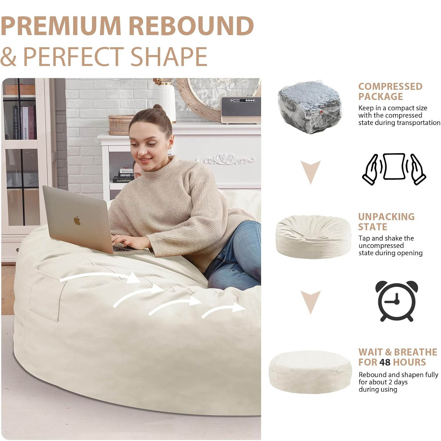 Avocahom Dutch Velvet Bean Bag Chair