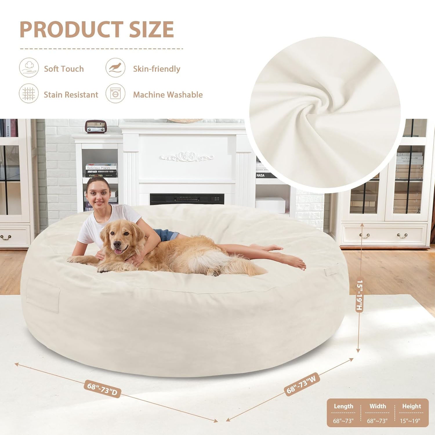 Avocahom Dutch Velvet Bean Bag Chair