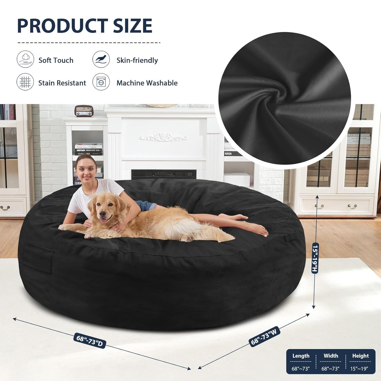 Avocahom Dutch Velvet Bean Bag Chair