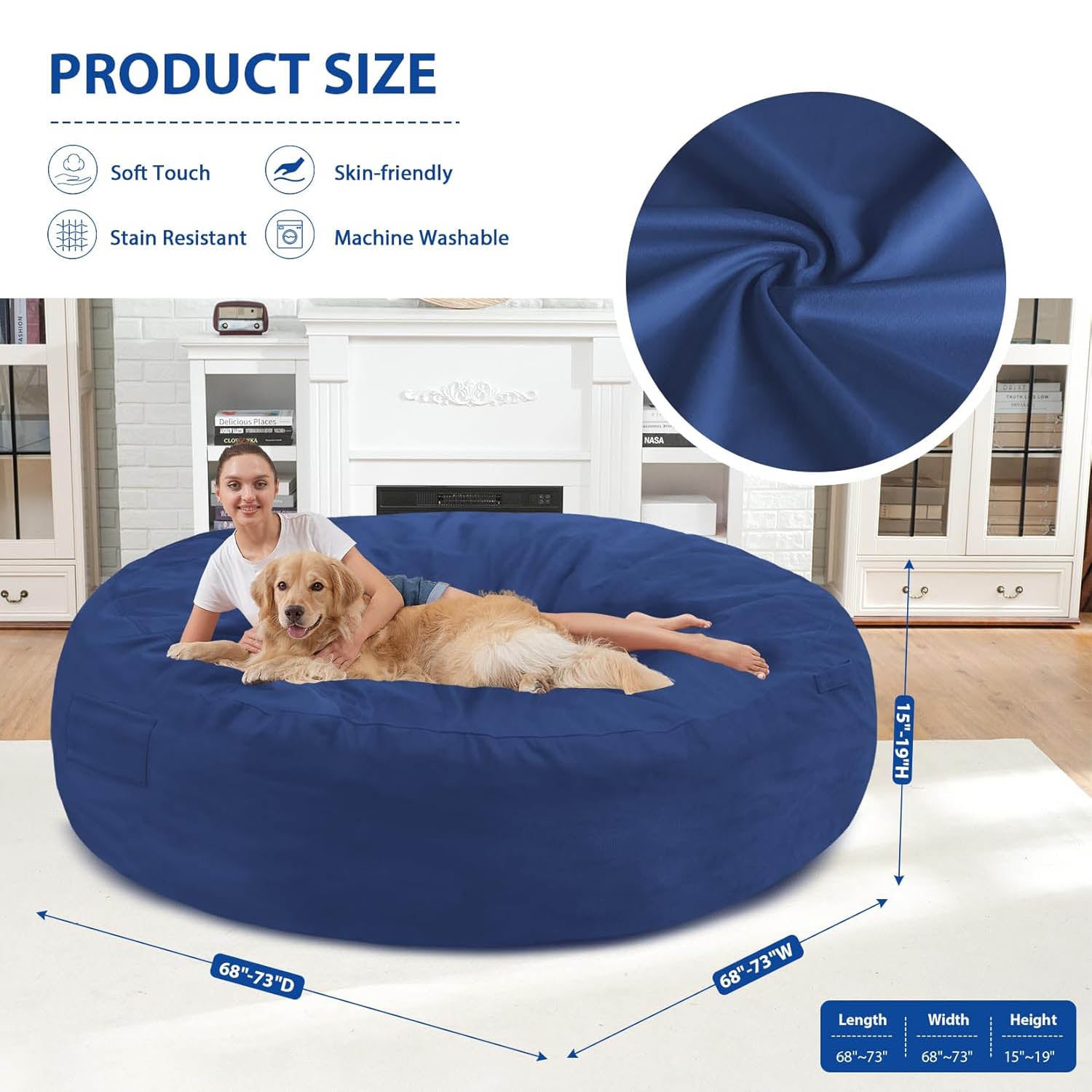 Avocahom Dutch Velvet Bean Bag Chair