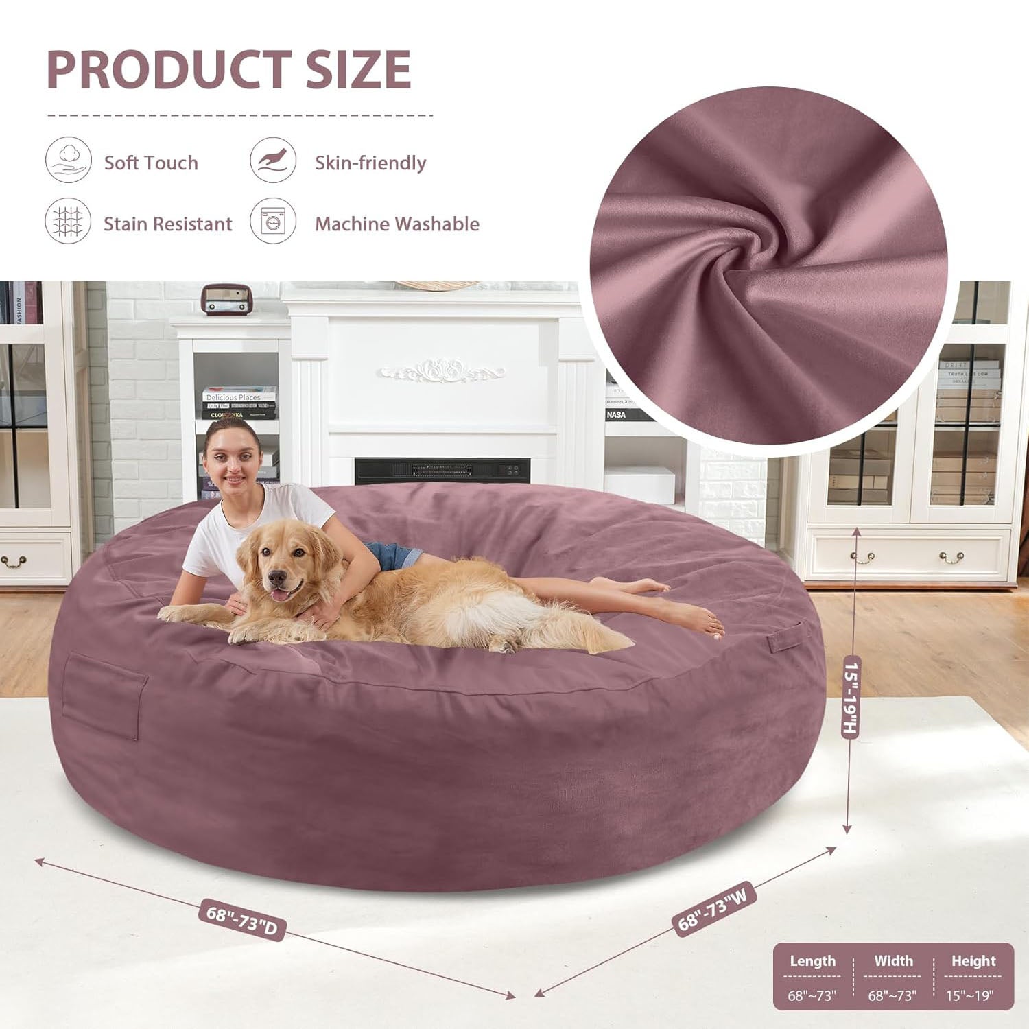 Avocahom Dutch Velvet Bean Bag Chair