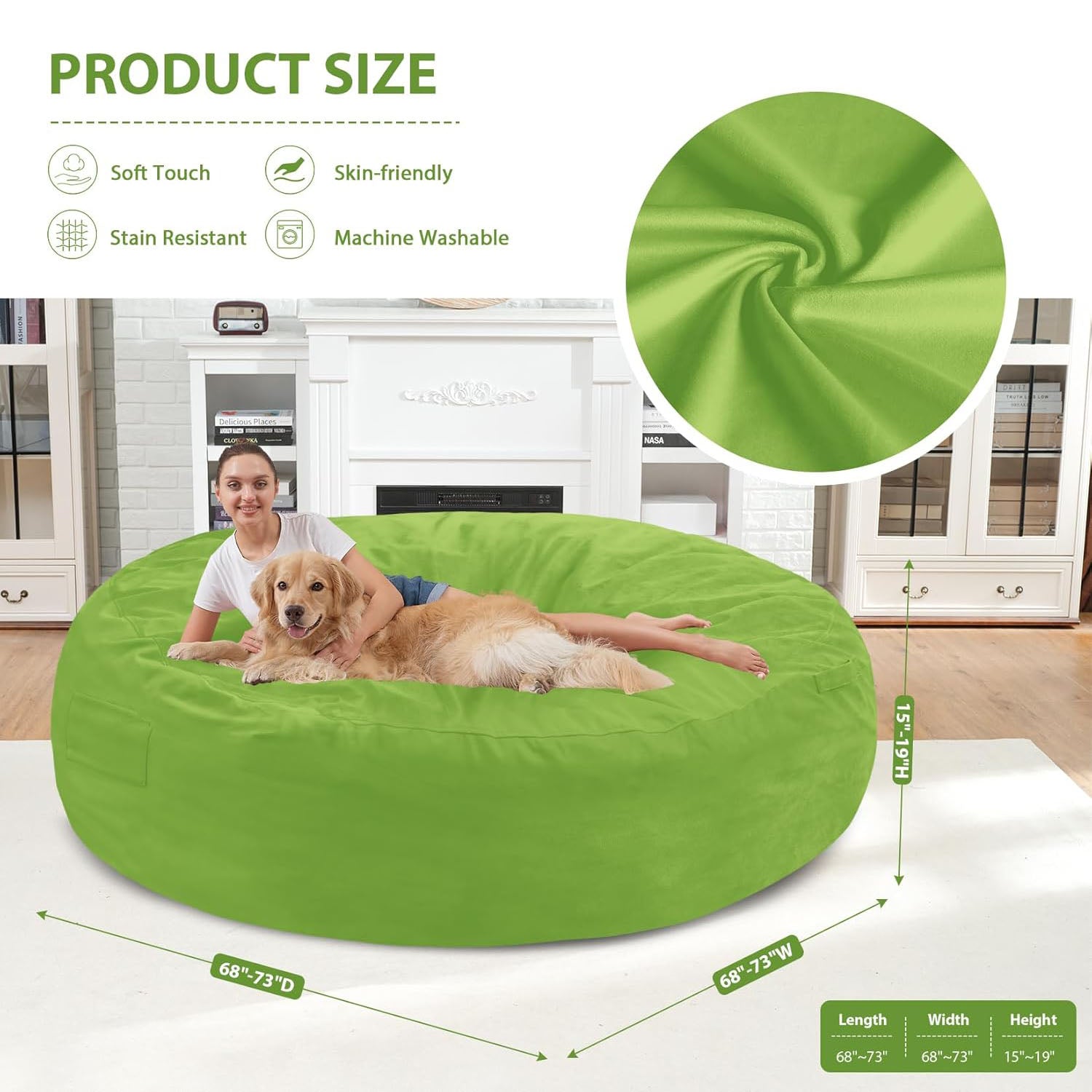 Avocahom Dutch Velvet Bean Bag Chair