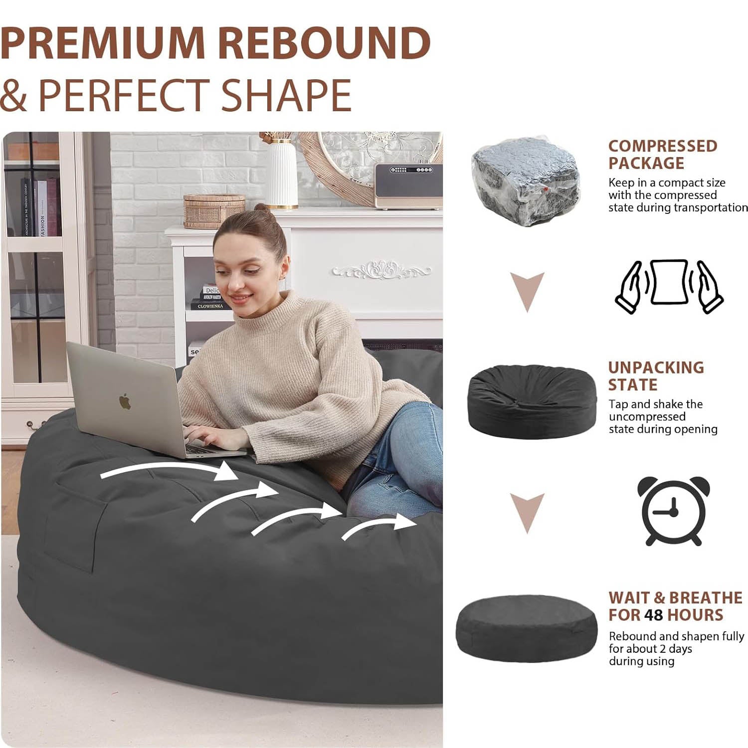 Avocahom Dutch Velvet Bean Bag Chair