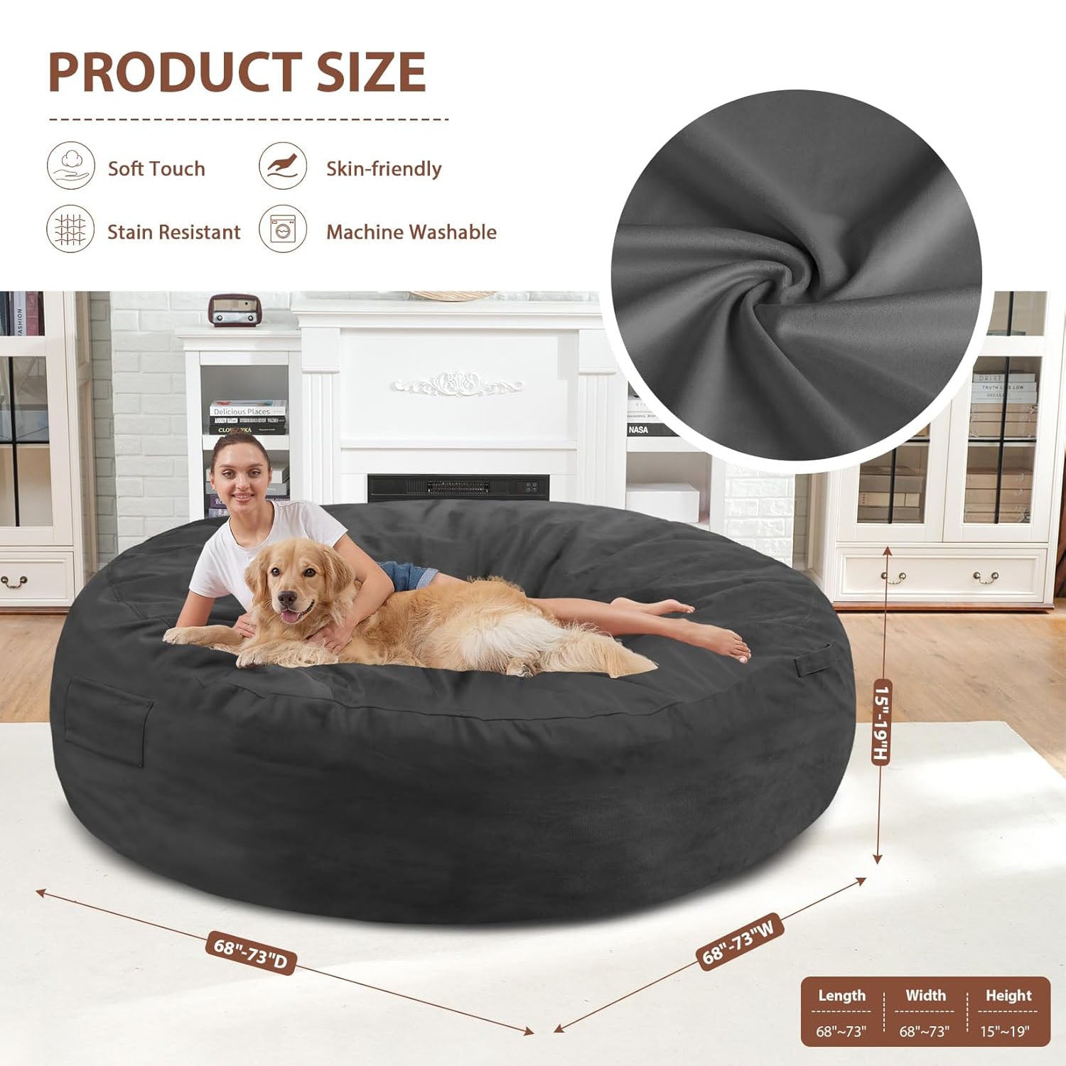 Avocahom Dutch Velvet Bean Bag Chair