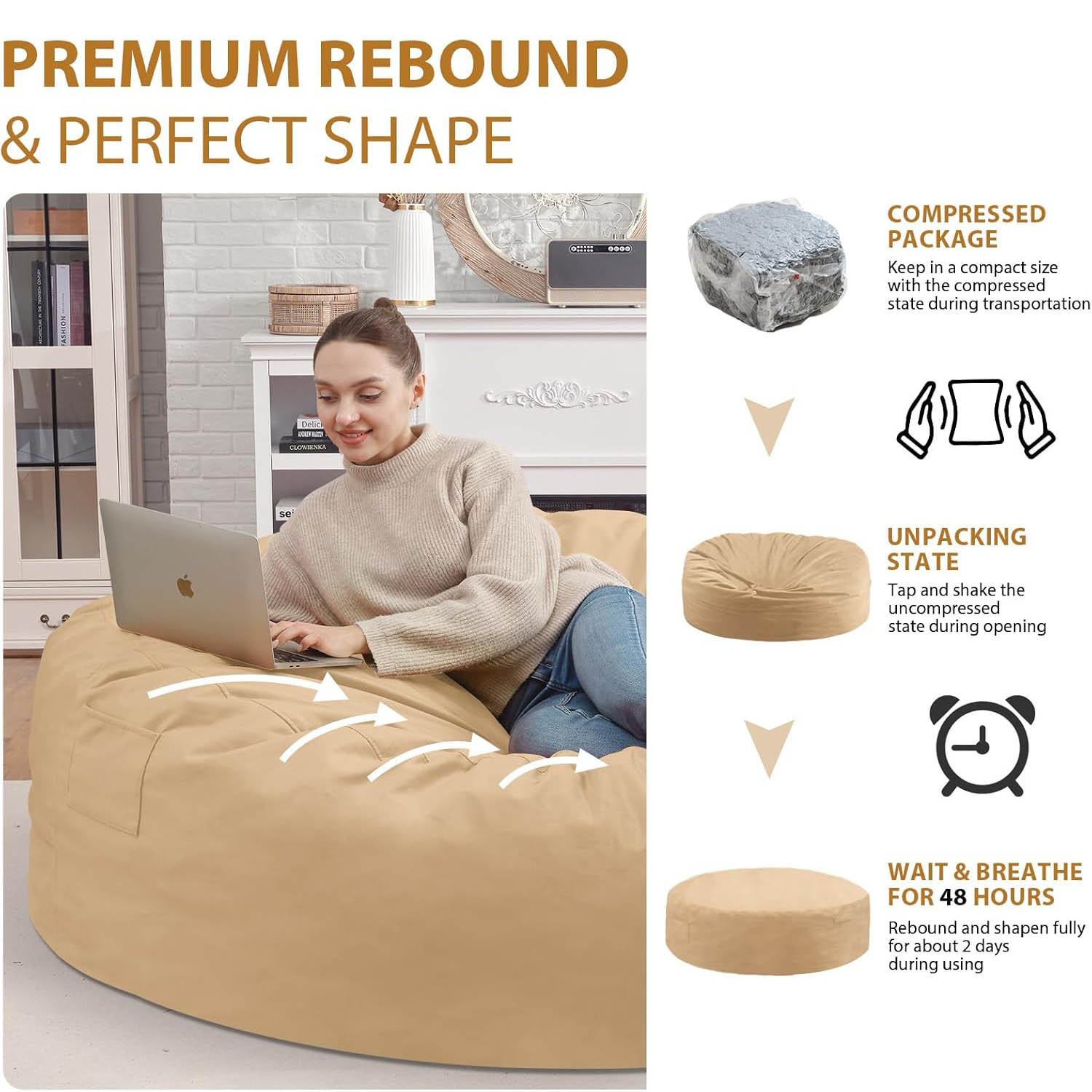Avocahom Dutch Velvet Bean Bag Chair