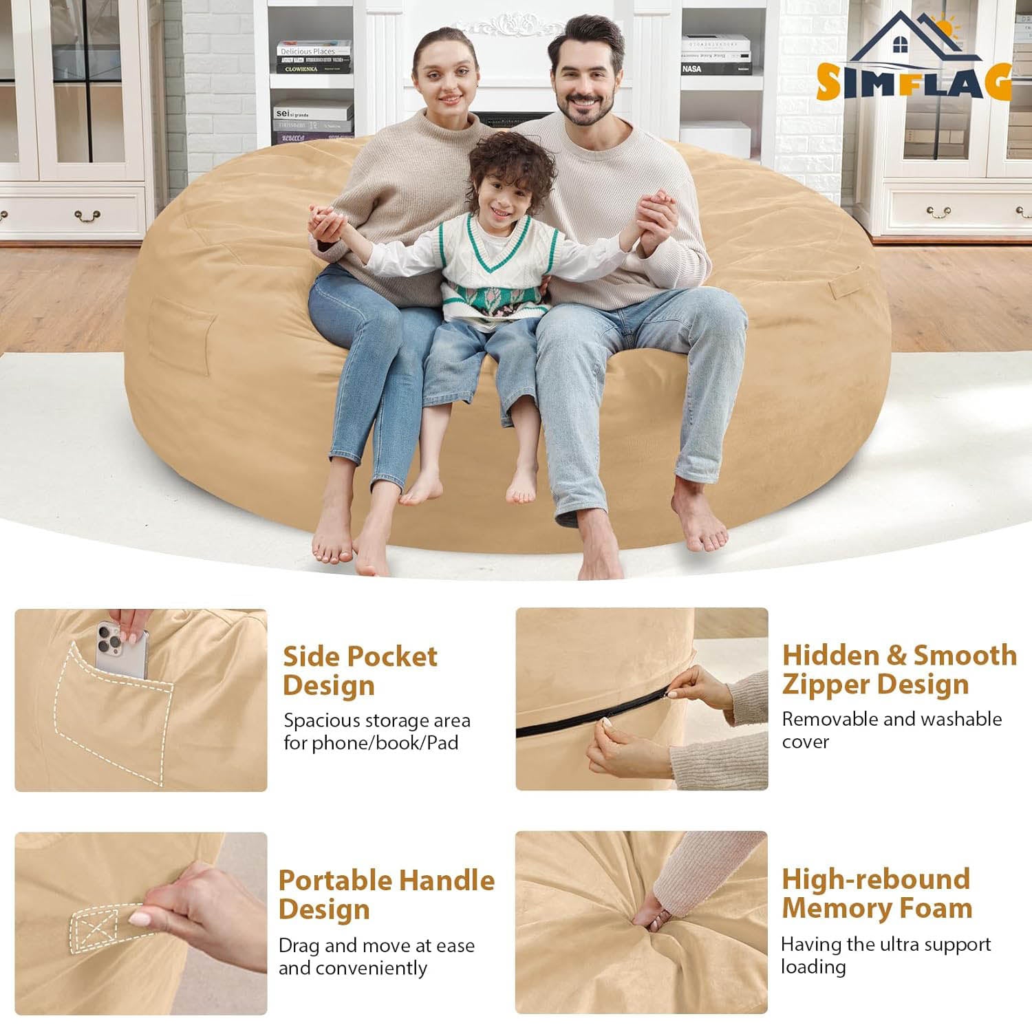 Avocahom Dutch Velvet Bean Bag Chair