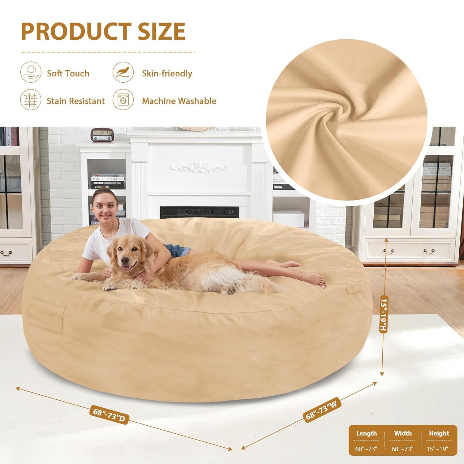 Avocahom Dutch Velvet Bean Bag Chair