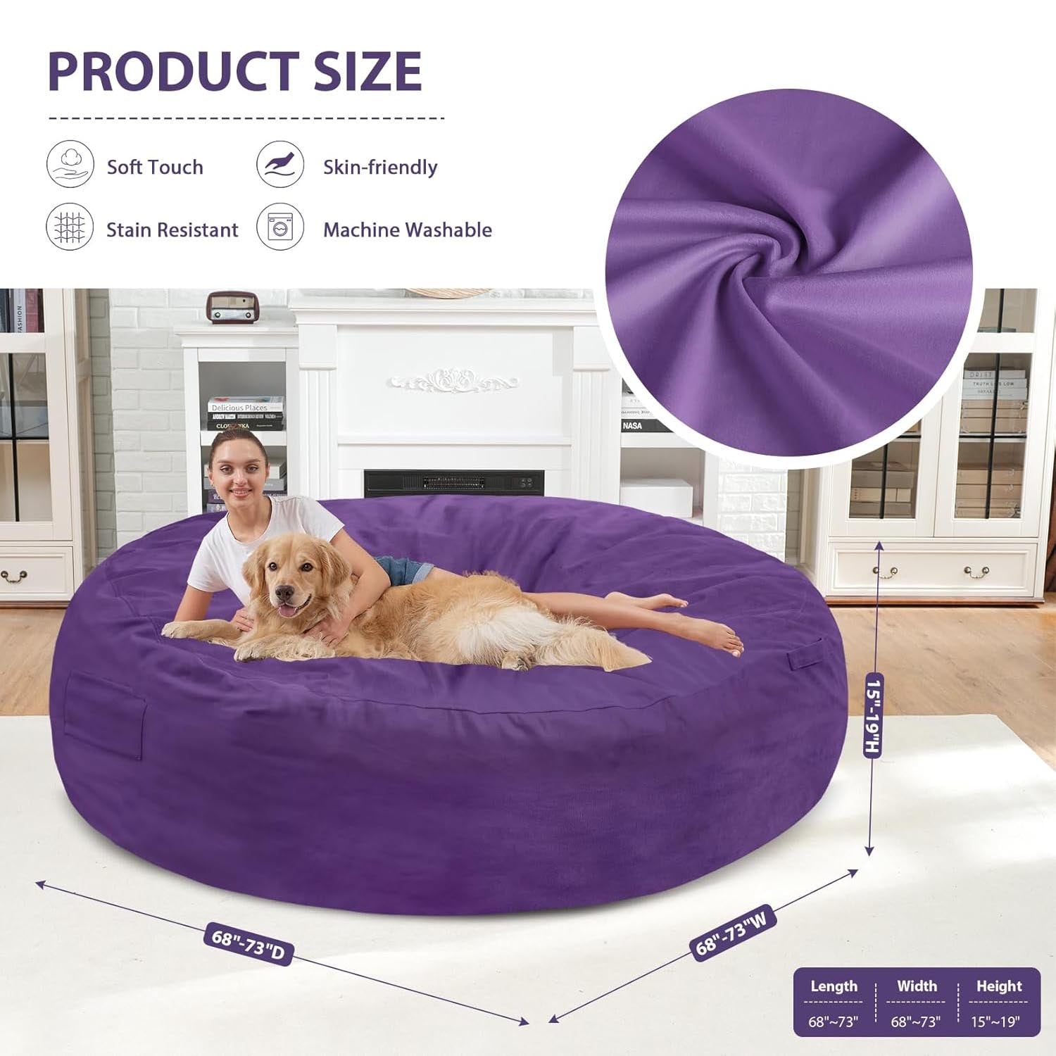 Avocahom Dutch Velvet Bean Bag Chair