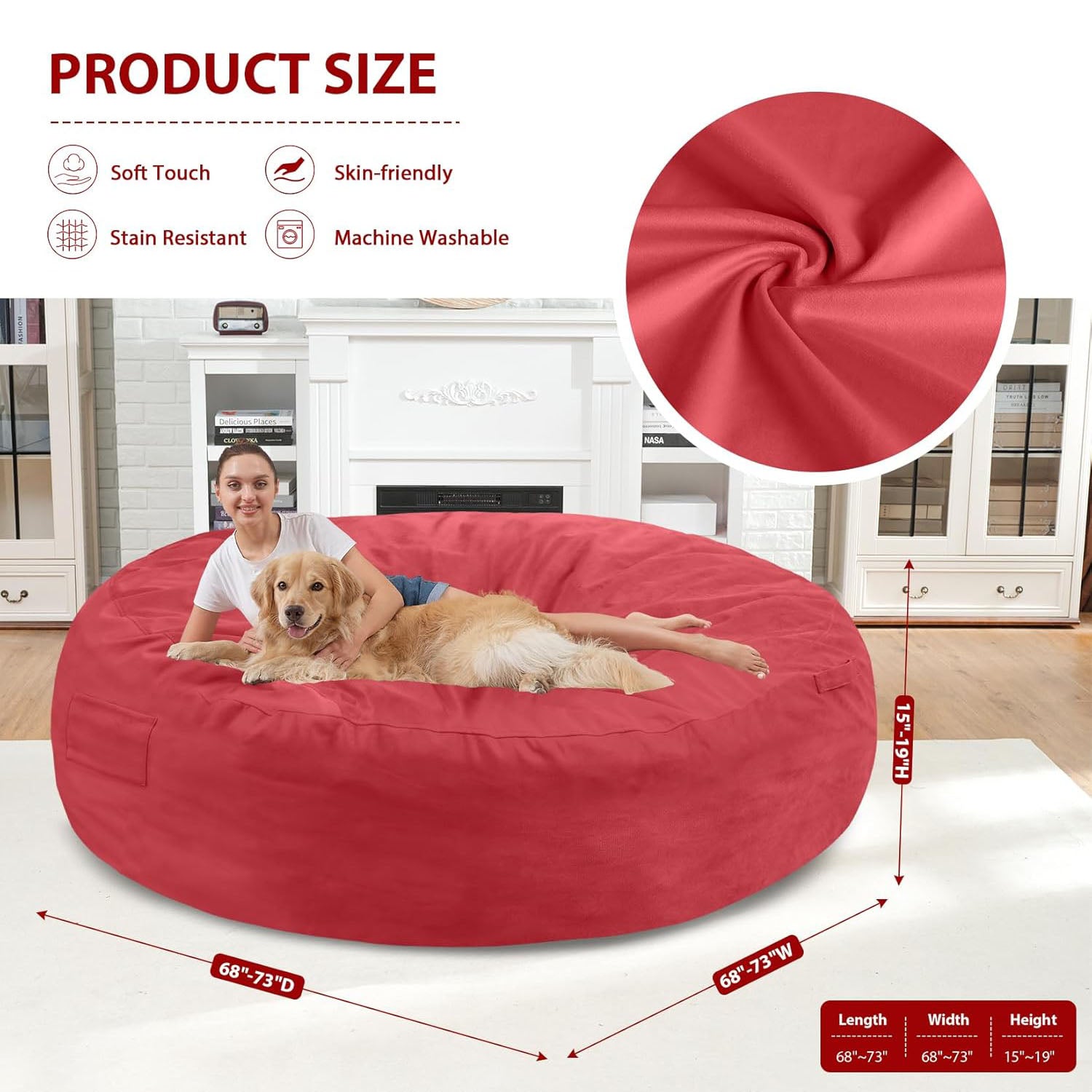 Avocahom Dutch Velvet Bean Bag Chair
