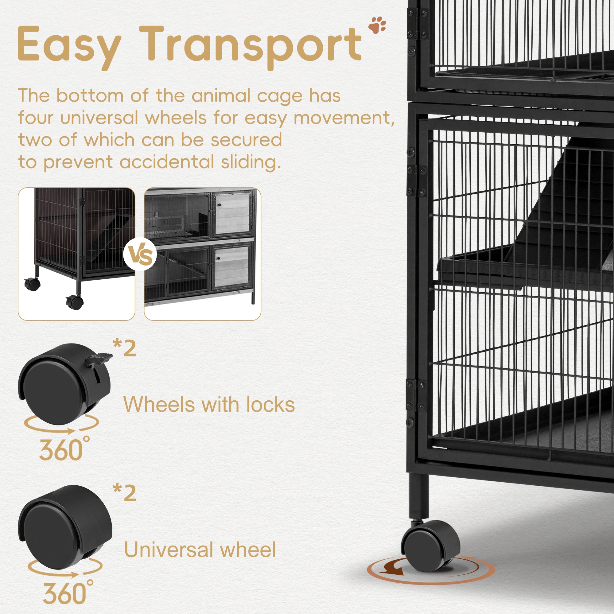 60"H Metal Large Ferret Cage with Removable Ramps, Double Door