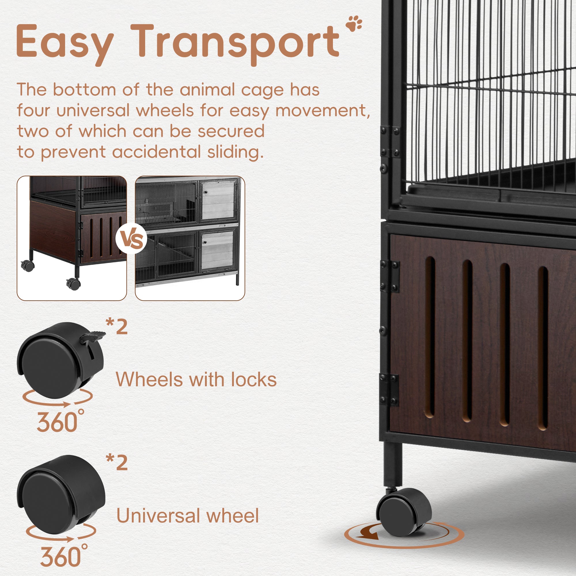 50"H Metal Large Ferret Cage with Removable Ramps, Double Door