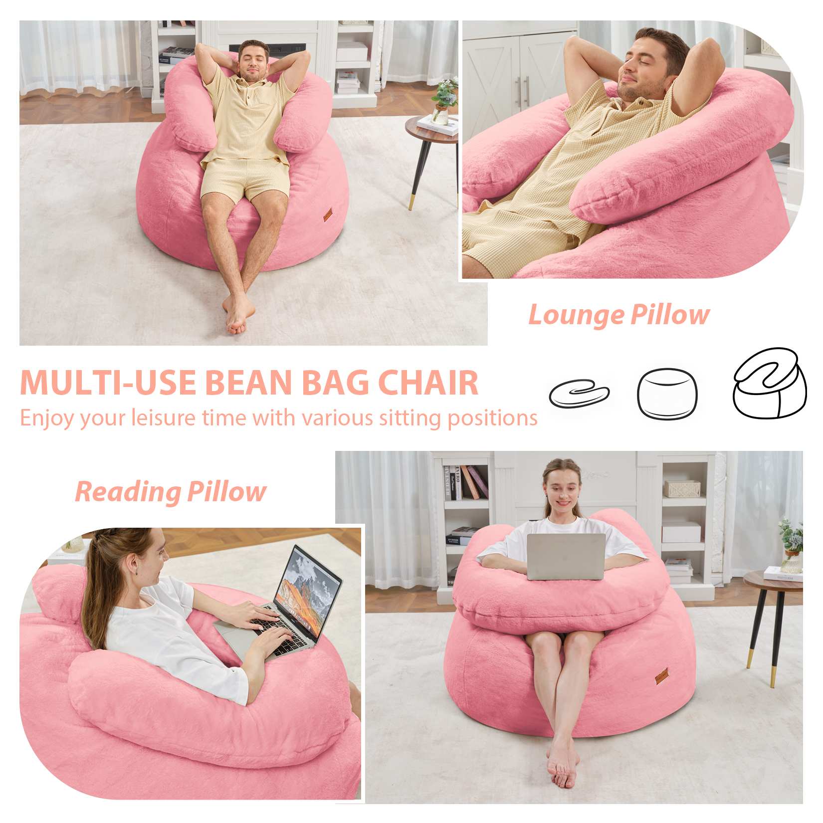 Bean Bag Chair with U-Shaped Pillow