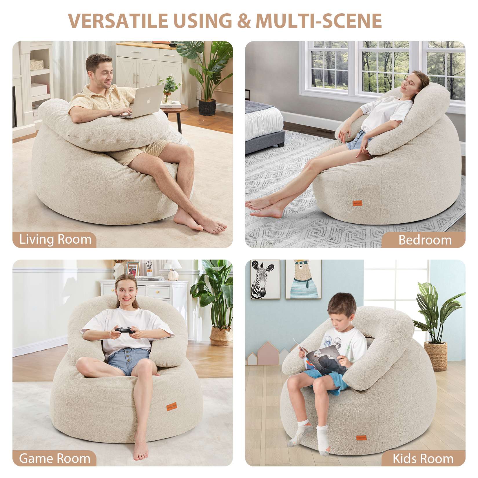Bean Bag Chair with U-Shaped Pillow