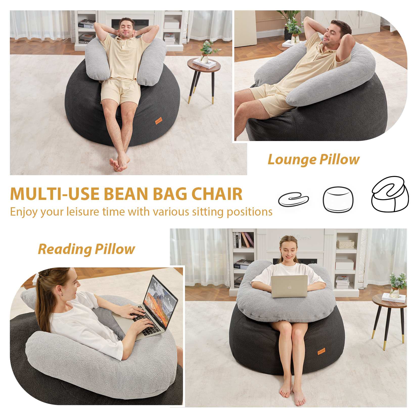 Bean Bag Chair with U-Shaped Pillow