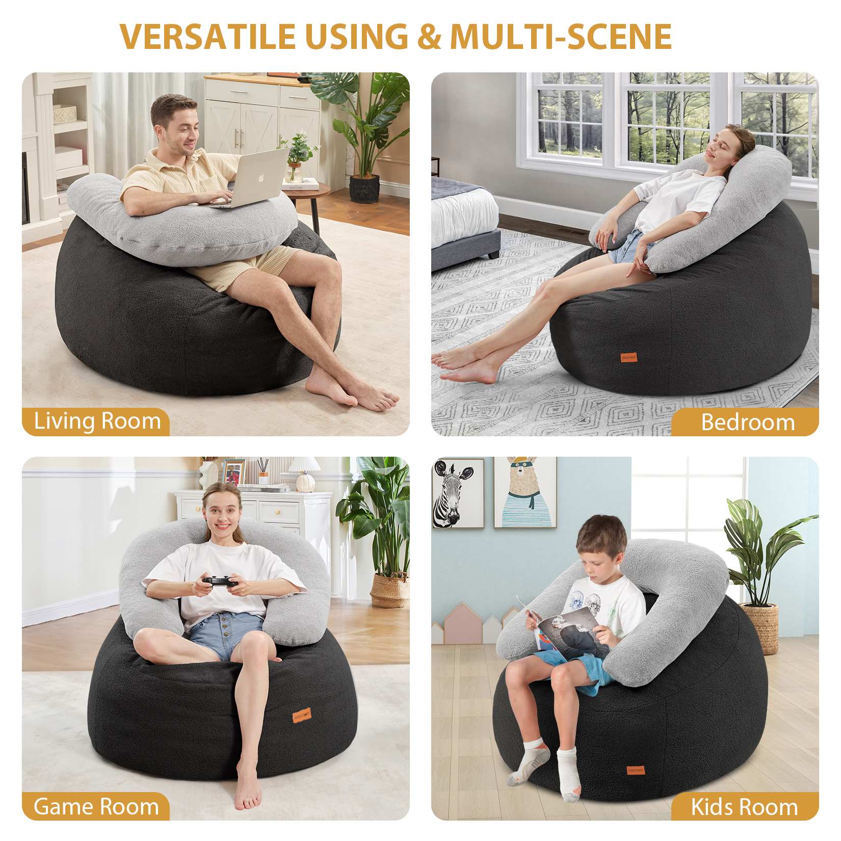 Bean Bag Chair with U-Shaped Pillow