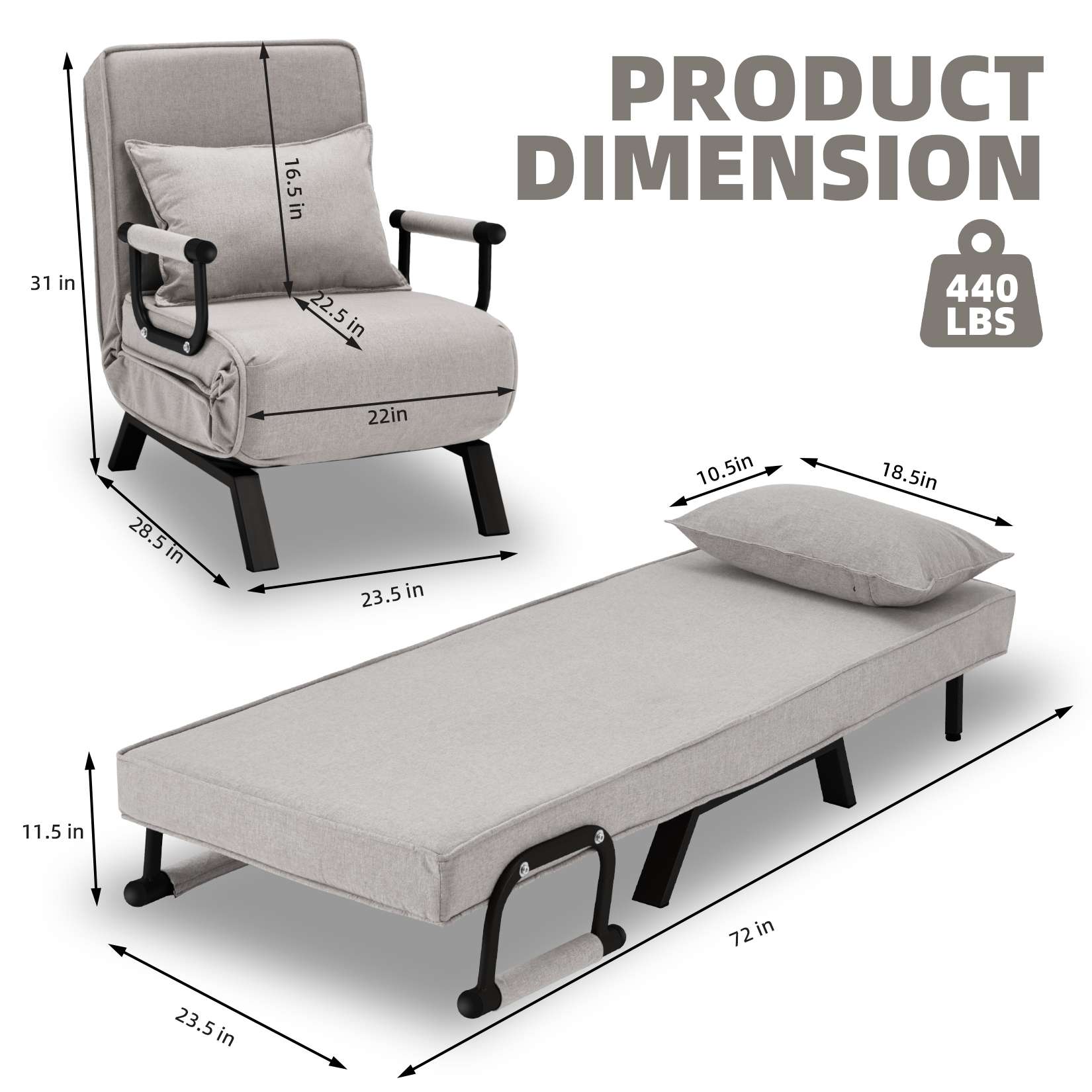 Avocahom Convertible Sofa Bed Sleeper Chair