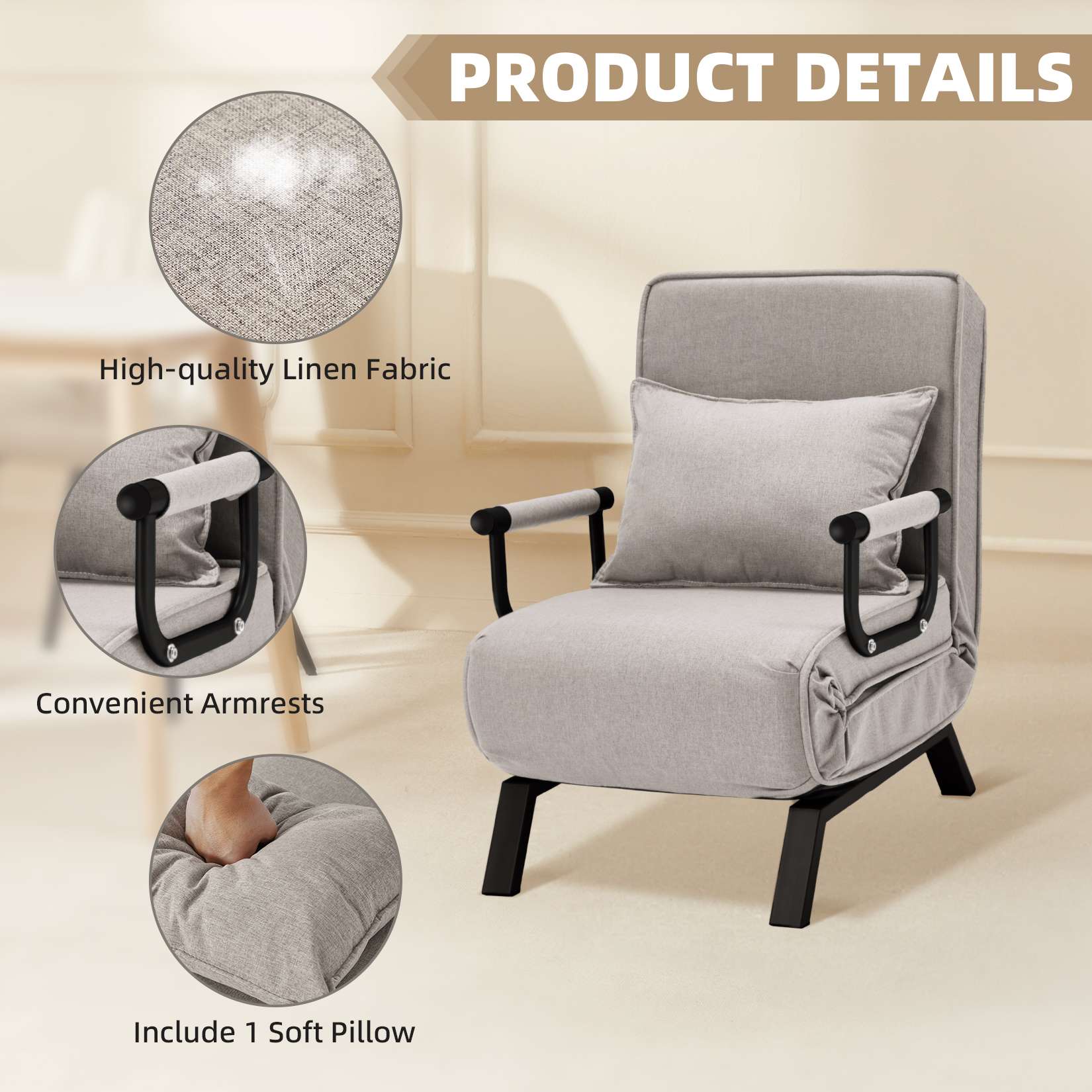 Avocahom Convertible Sofa Bed Sleeper Chair