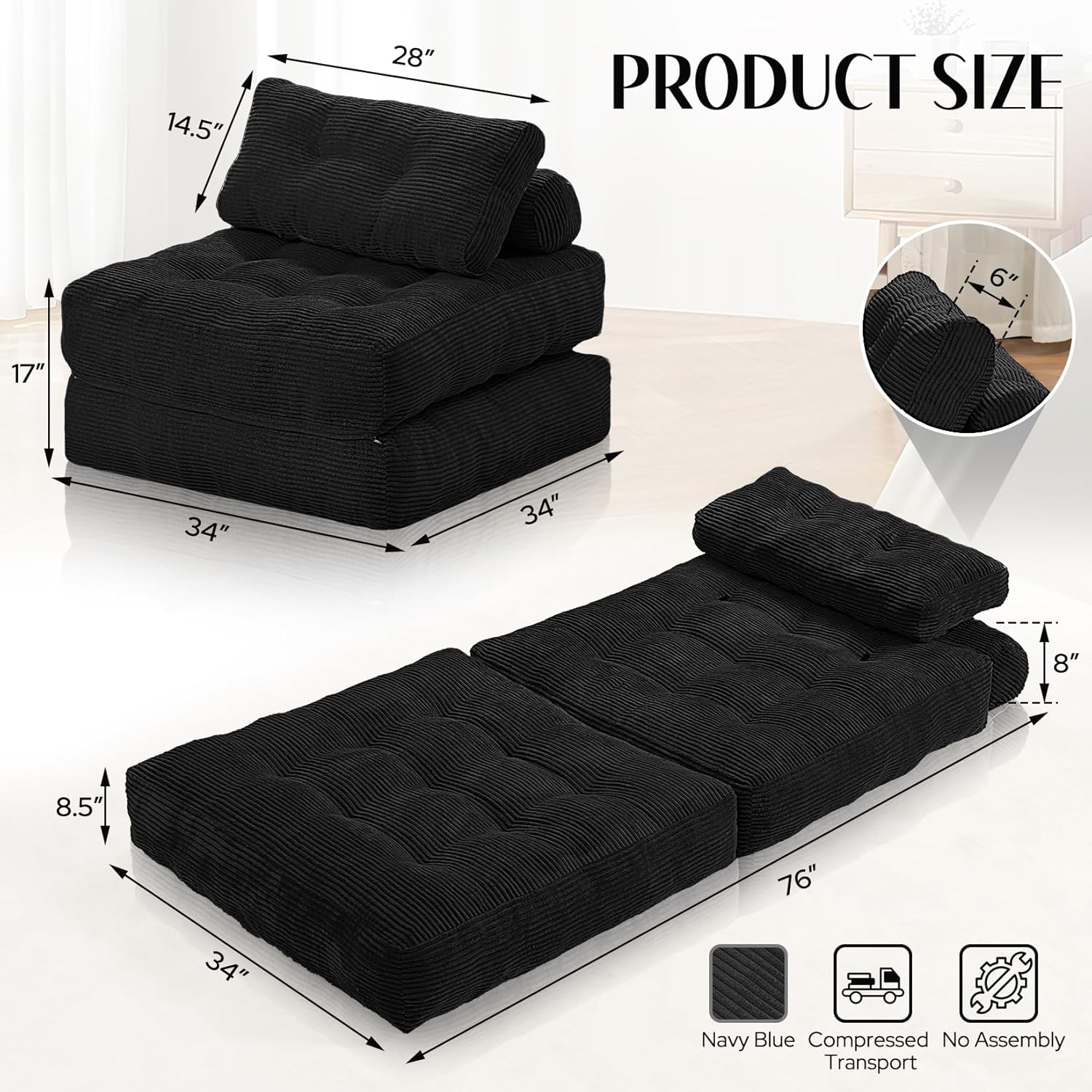 Convertible Sofa Bed with Pillow