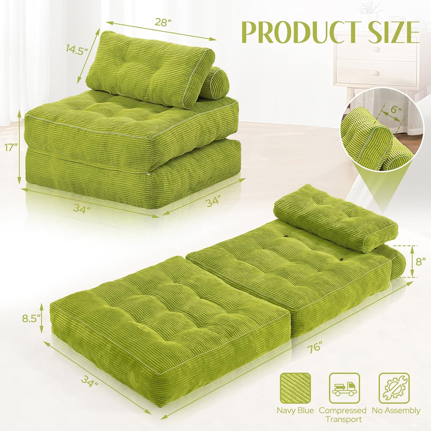 Convertible Sofa Bed with Pillow