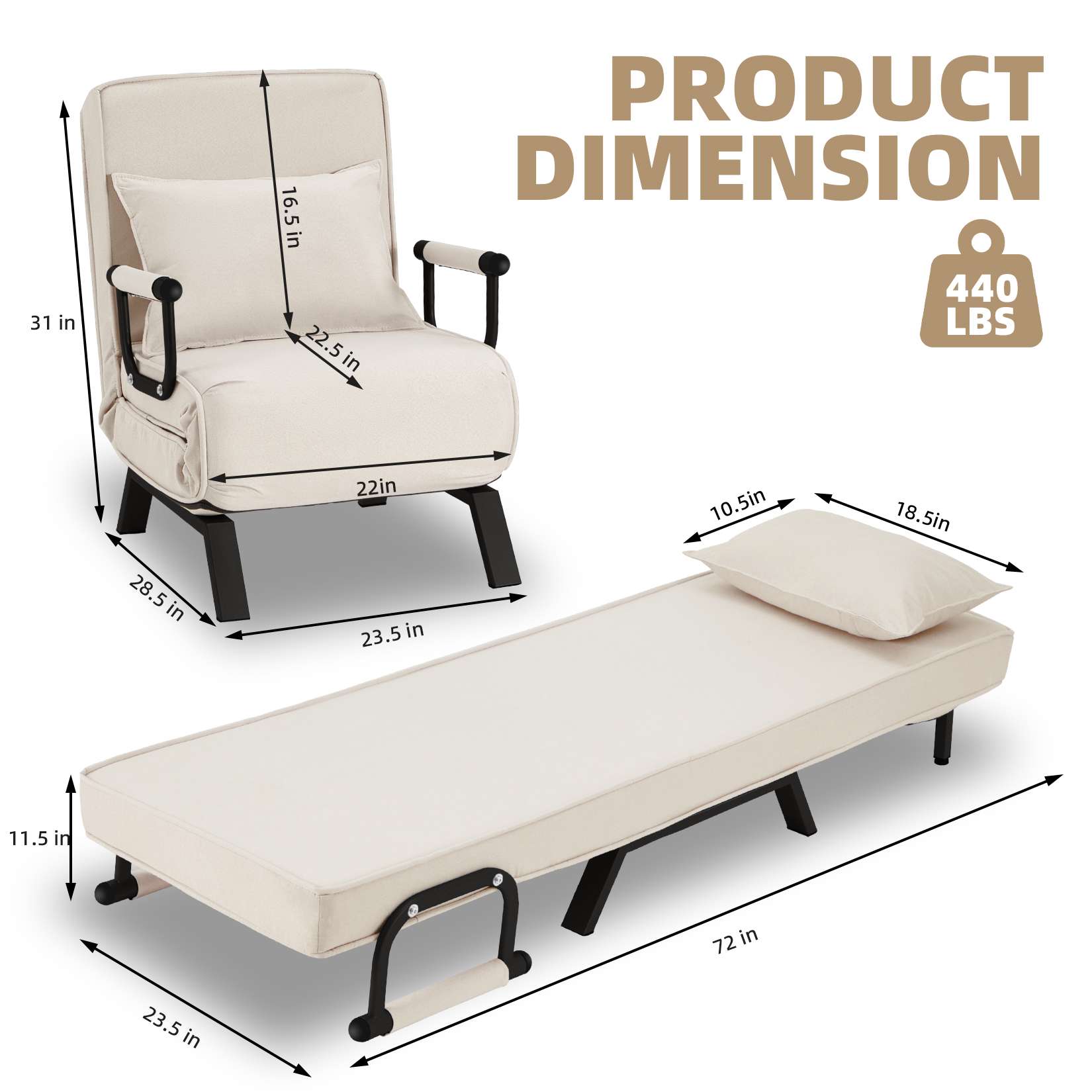 Avocahom Convertible Sofa Bed Sleeper Chair