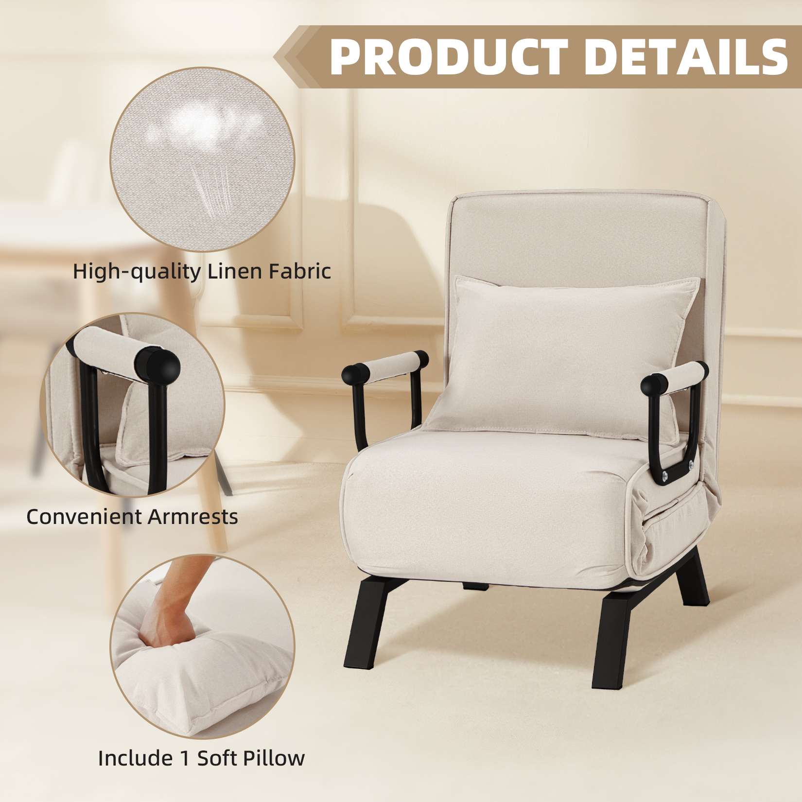 Avocahom Convertible Sofa Bed Sleeper Chair