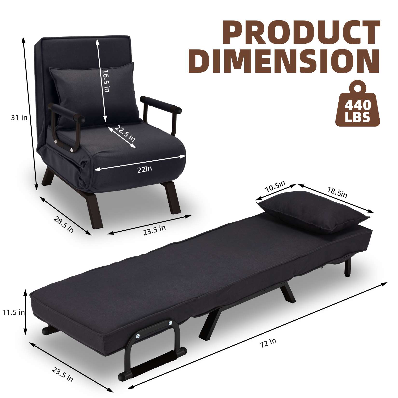 Avocahom Convertible Sofa Bed Sleeper Chair