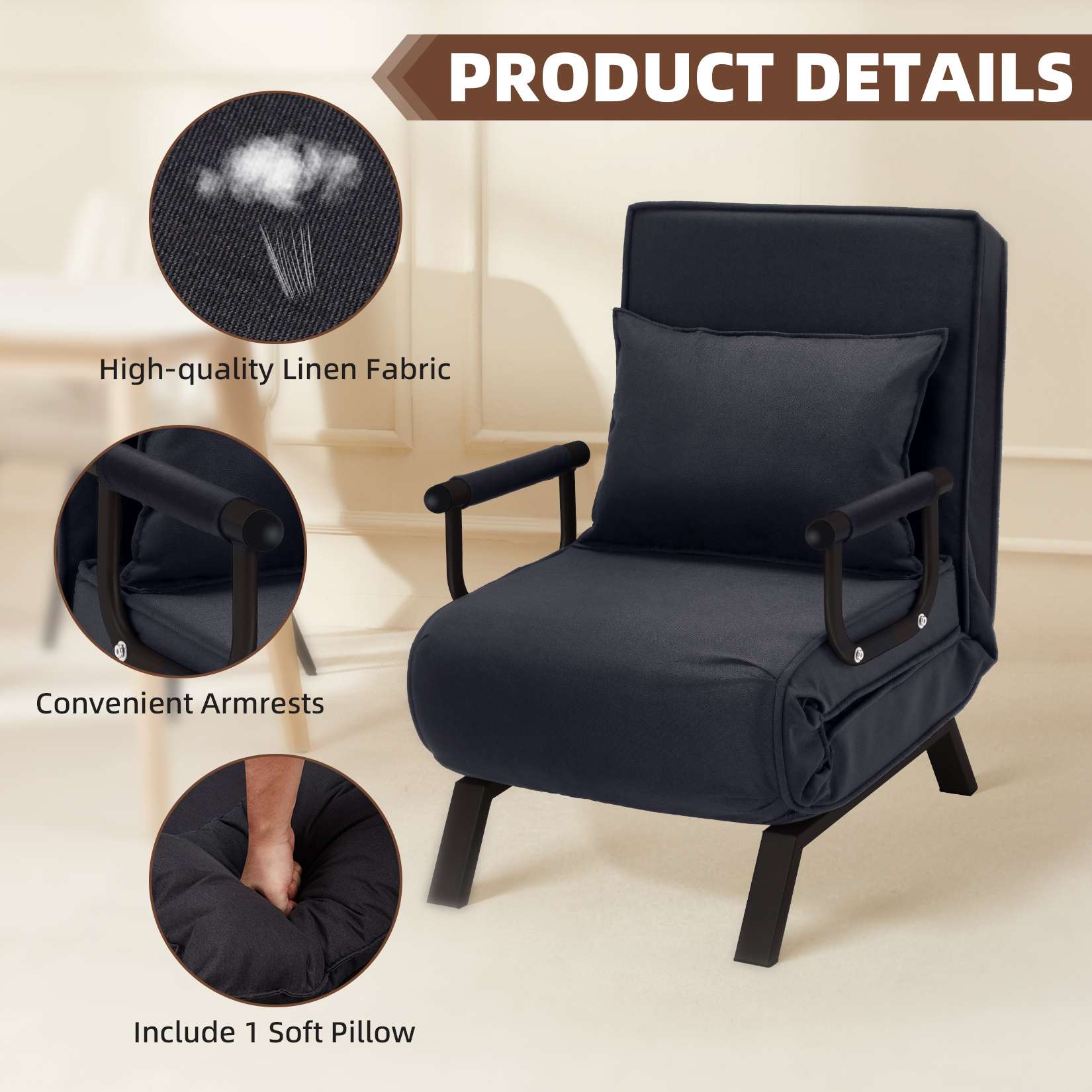 Avocahom Convertible Sofa Bed Sleeper Chair