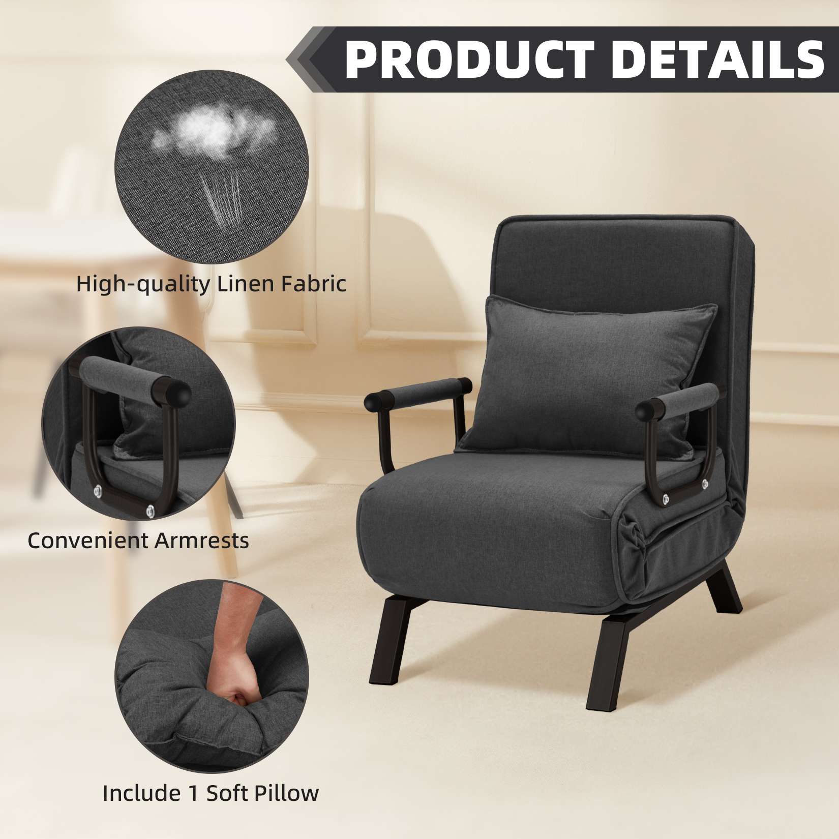 Avocahom Convertible Sofa Bed Sleeper Chair