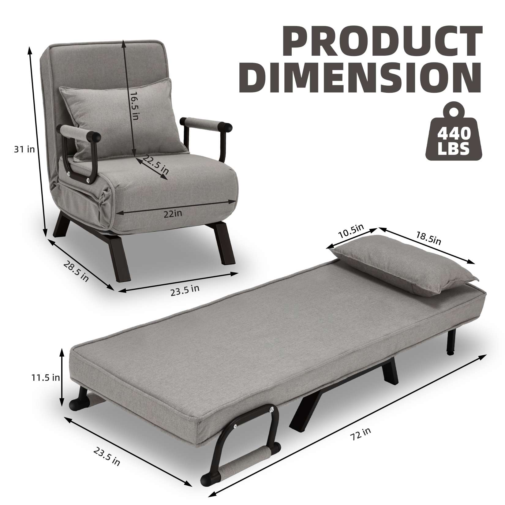 Avocahom Convertible Sofa Bed Sleeper Chair