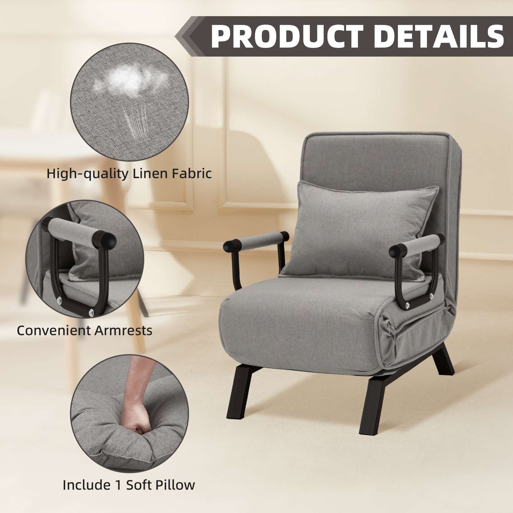 Avocahom Convertible Sofa Bed Sleeper Chair