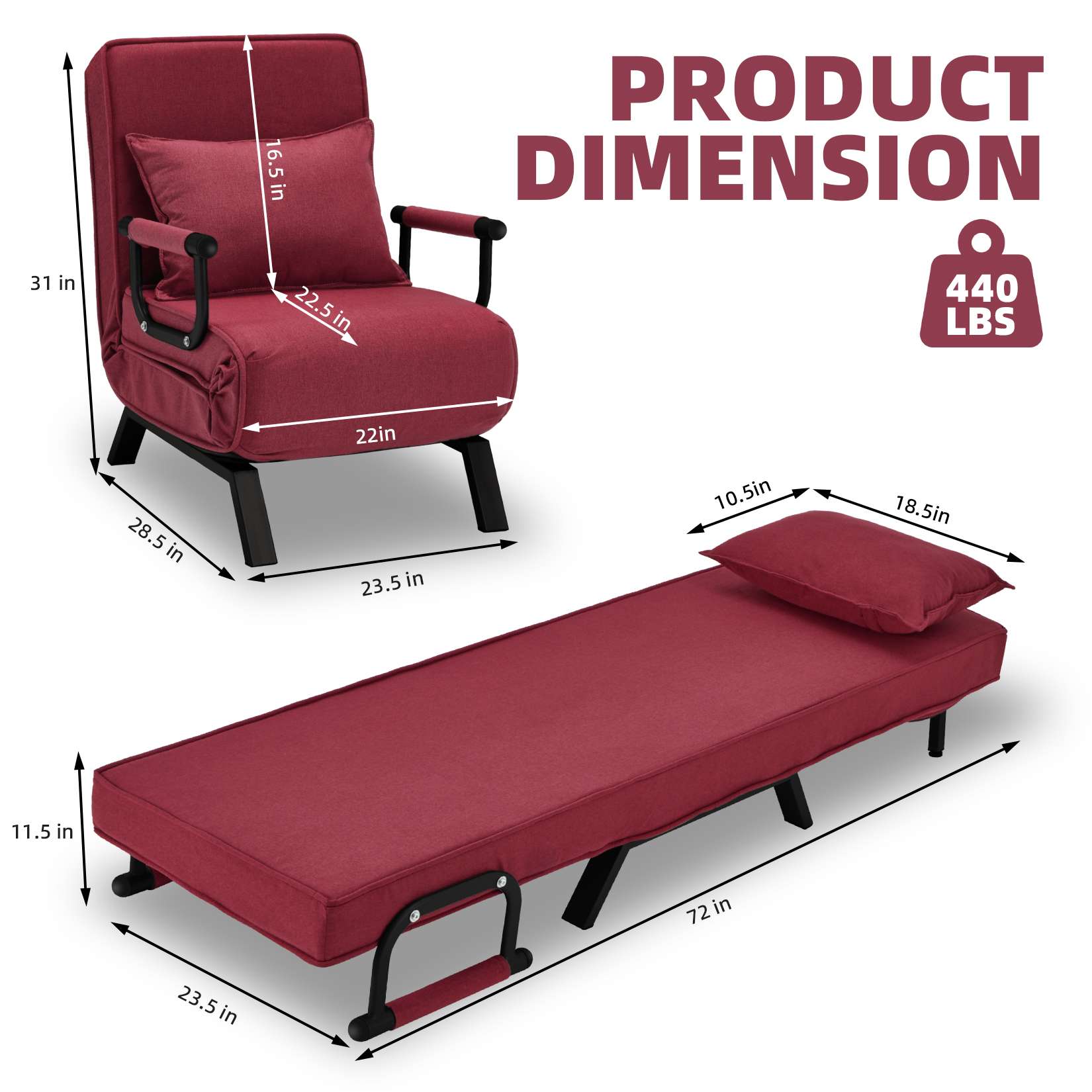 Avocahom Convertible Sofa Bed Sleeper Chair