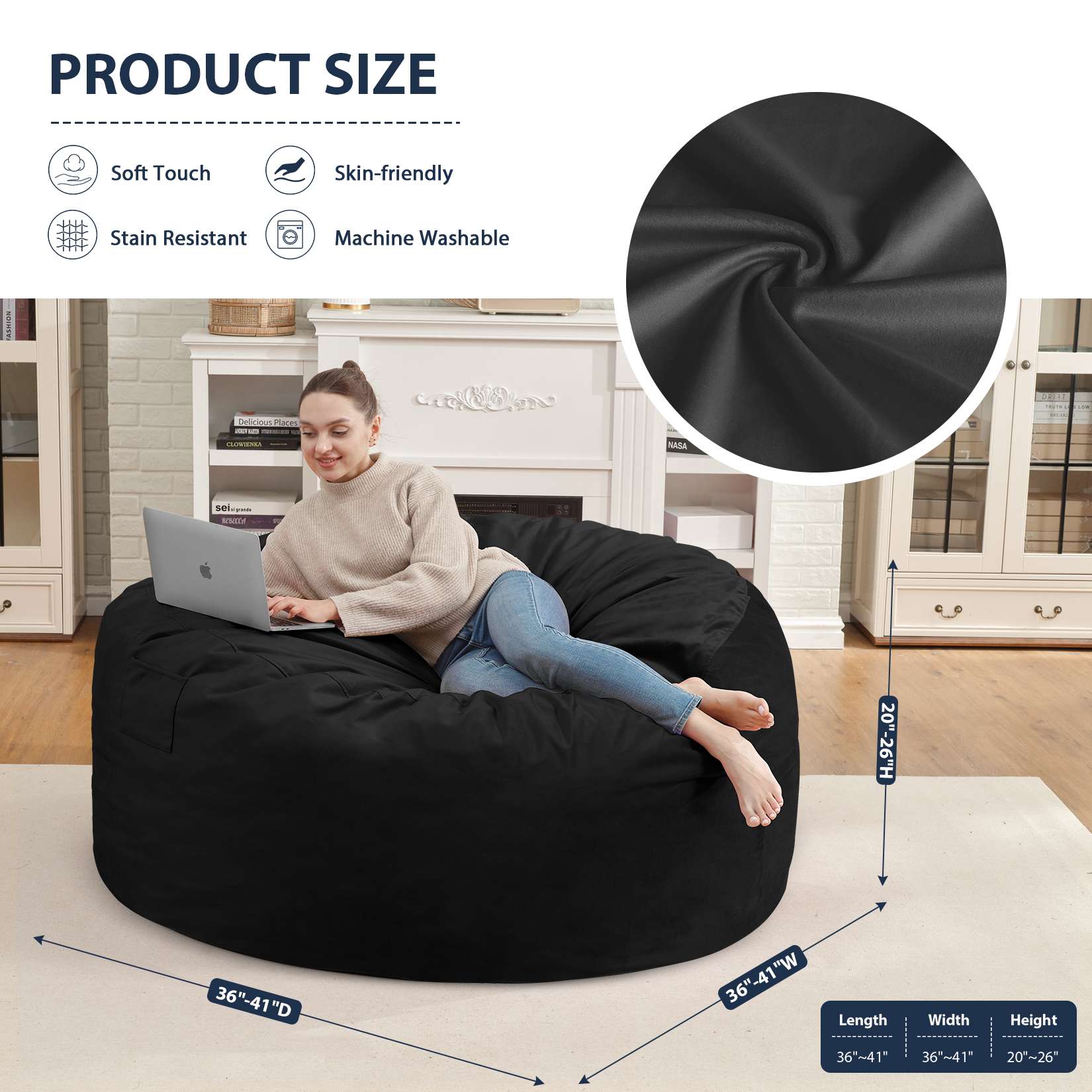 Avocahom Dutch Velvet Bean Bag Chair