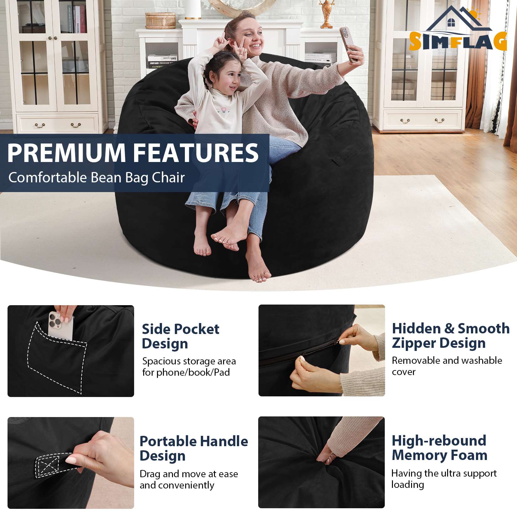 Avocahom Dutch Velvet Bean Bag Chair