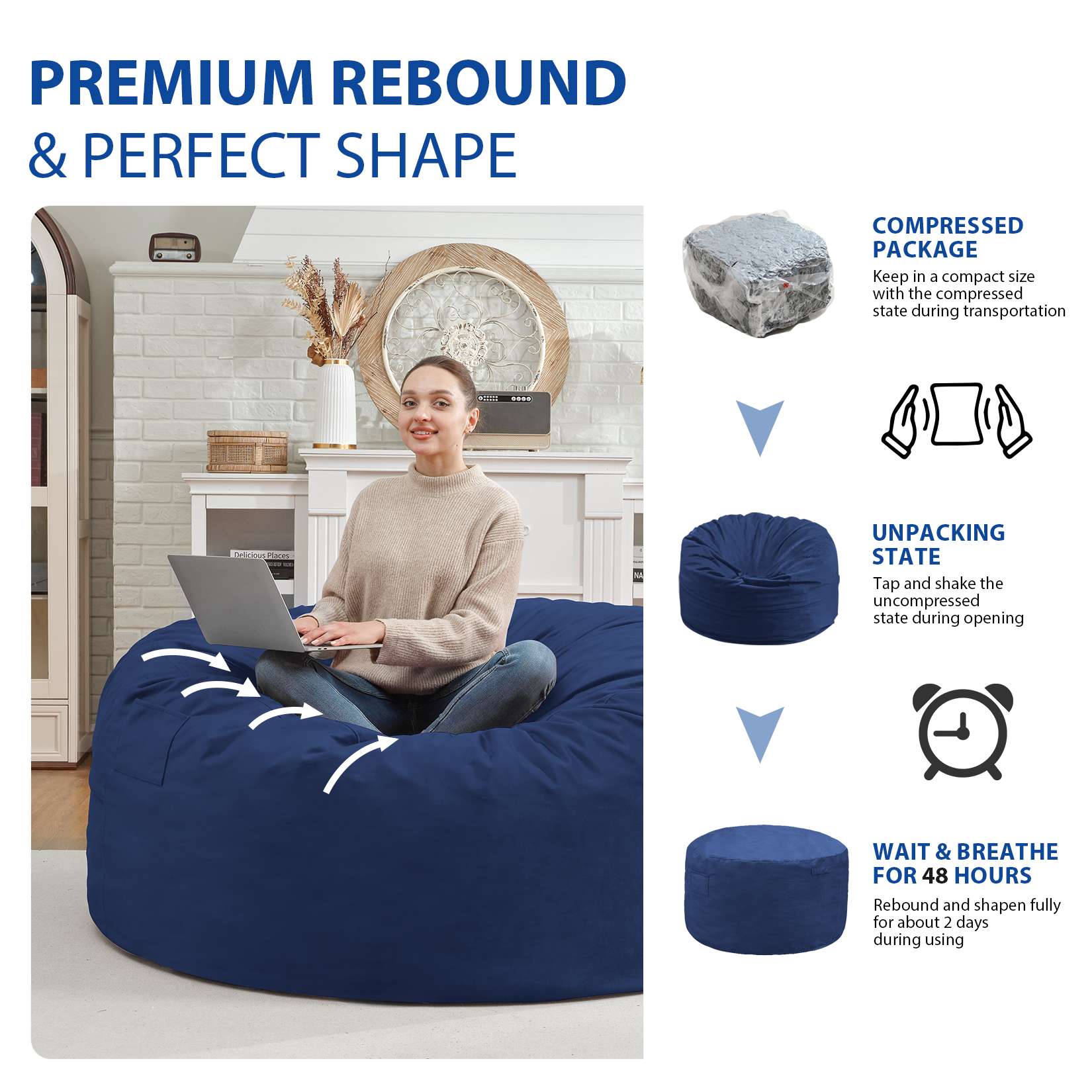 Avocahom Dutch Velvet Bean Bag Chair