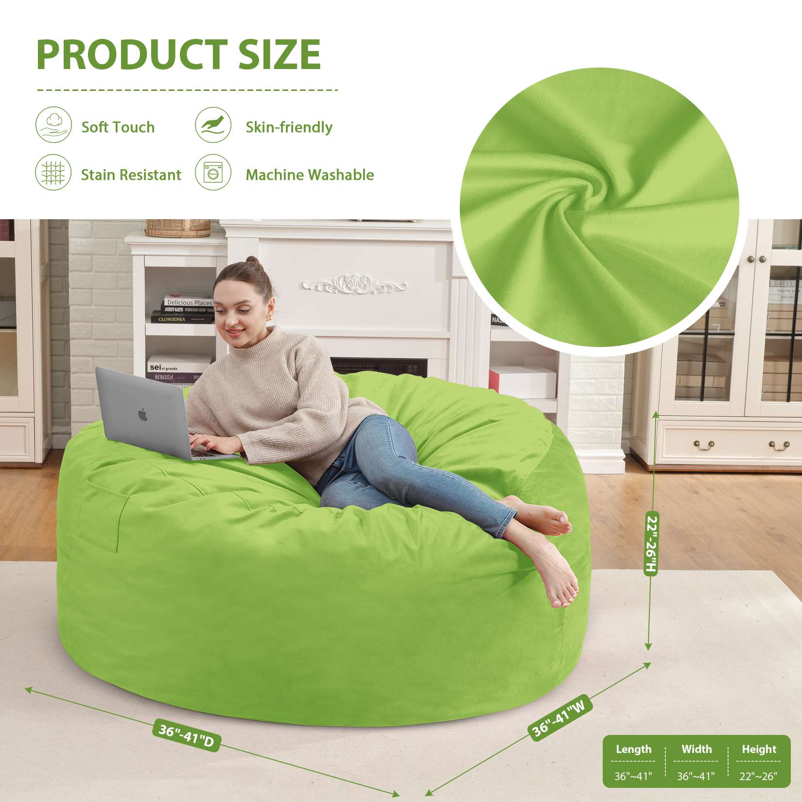 Avocahom Dutch Velvet Bean Bag Chair